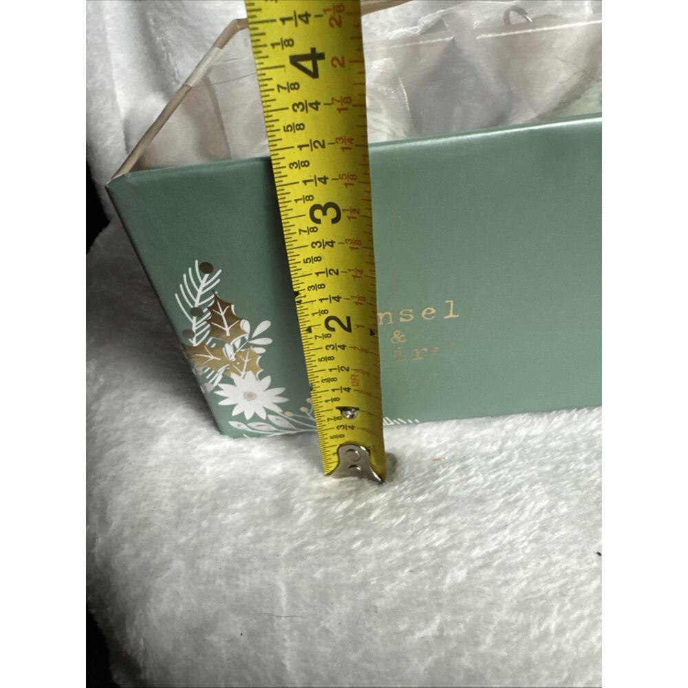 Tinsel And Fir glass ornaments Mint Green And Gold Stitching BOX OF 6 NIB NEW - Picture 8 of 10